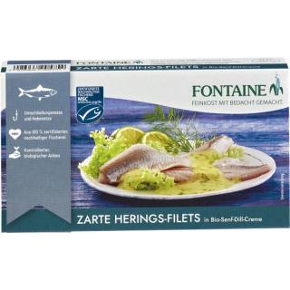 Zarte Heringsfilets in Bio Senf Dill Creme