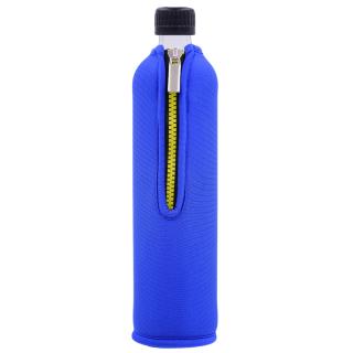 Glasflasche mit Neoprenbezug blau 0,5l